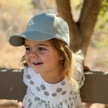 Kids Bird Patch Baseball Cap (Age 3-6/7Y) for Toddler Age/ Little Child, Natural Cotton- Blue