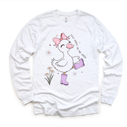 Girls Silly Goose On The Loose Shirt - Funny Kids Tee
