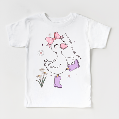 Girls Silly Goose On The Loose Shirt - Funny Kids Tee