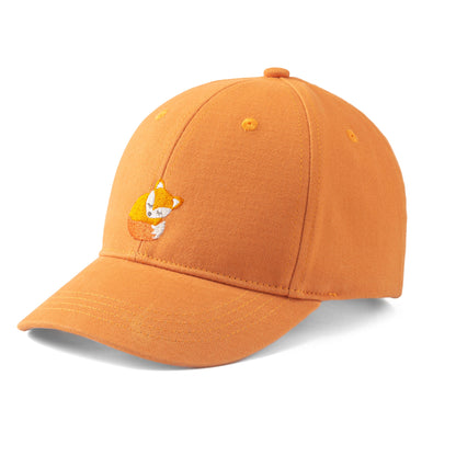 Vintage Orange Kids Baseball Hat: Little Fox, Soft Cotton (3-6/7 Years)