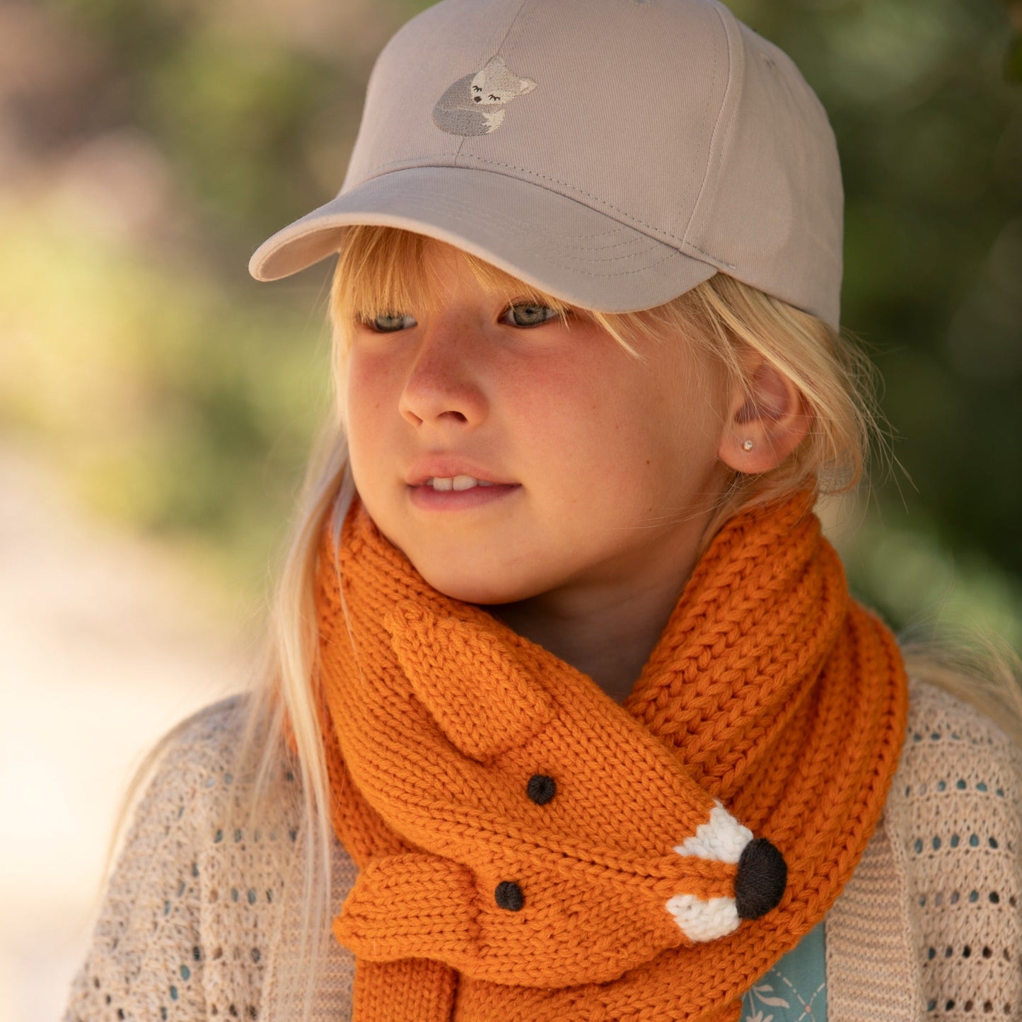 Kids Gray Baseball Cap with Little Fox Embroidery (Age 3-6/7Y) Unisex